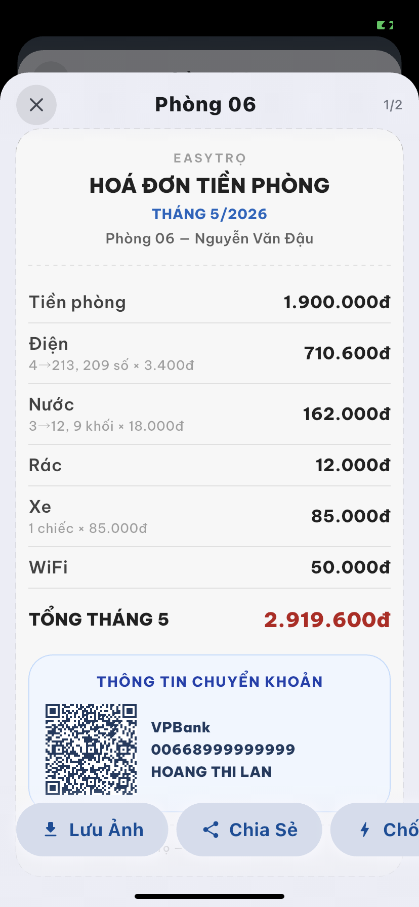Ảnh chụp màn hình EasyTrọ chi tiết